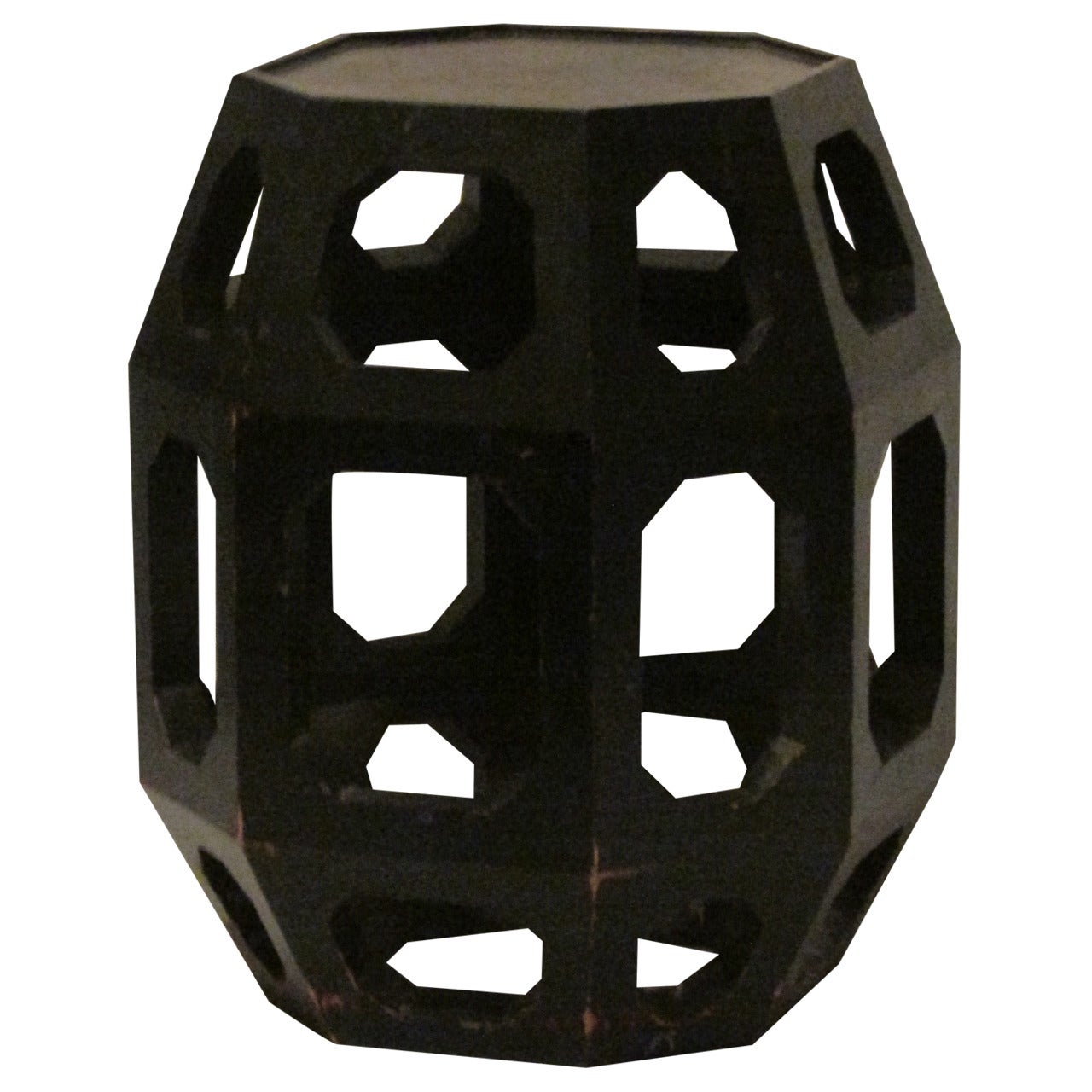 Octagonal Ebonized Drum Table Stool