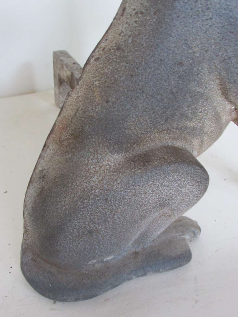 Antique American Cast Iron Labrador Retriever Pup Andirons 5