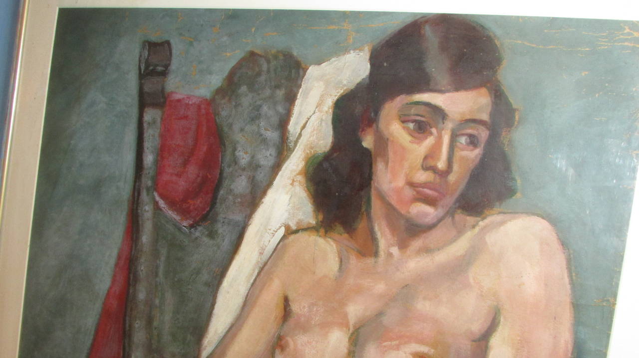 American Large Female Nude Oil Painting 1930's For Sale