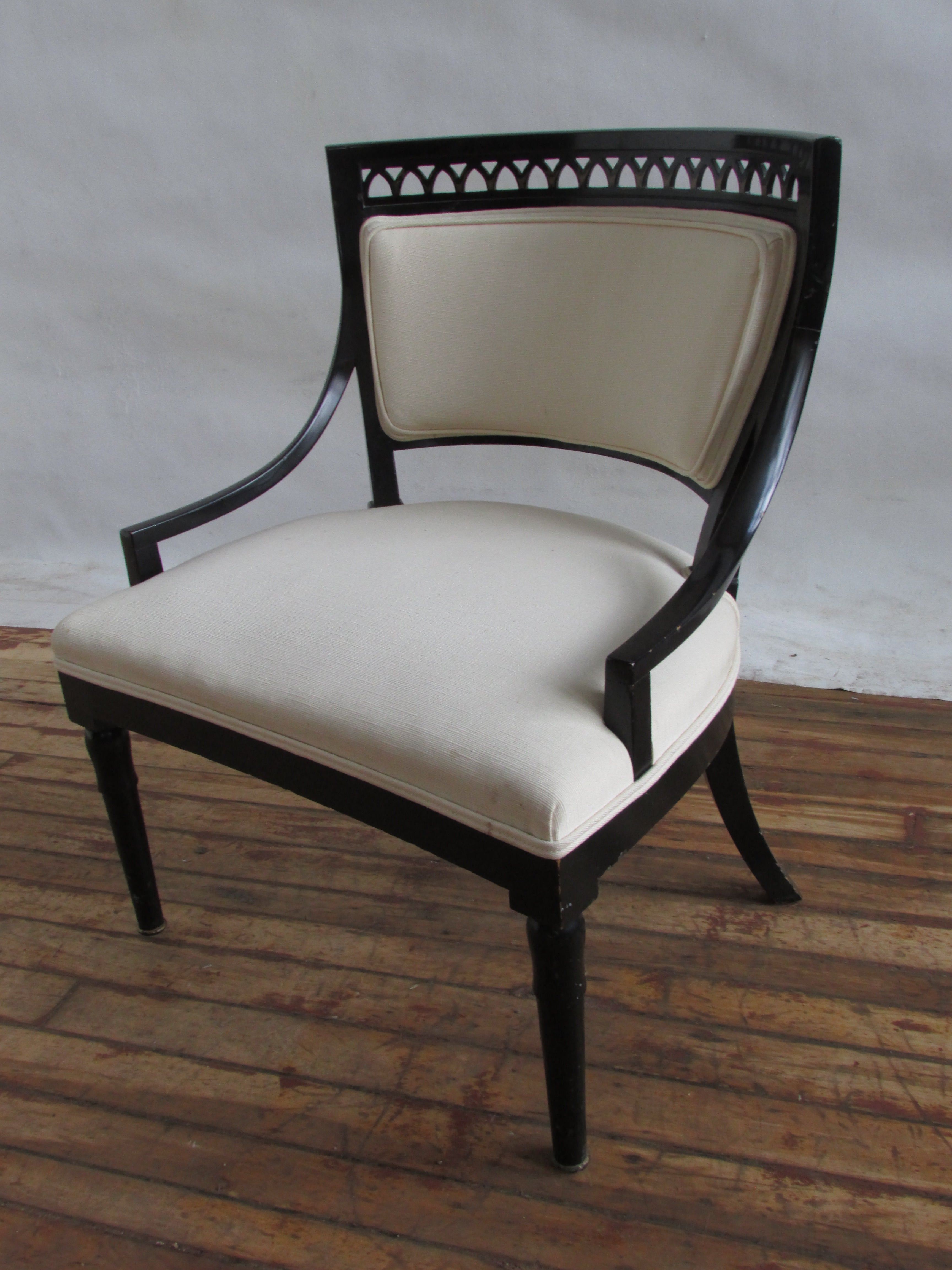 1940's Neoclassical Black Lacquered Armchair