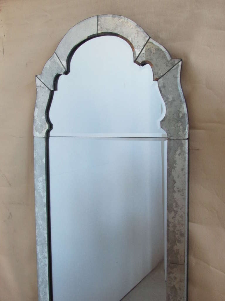 Italian Arched Top Venetian Beveled Panel Mirror