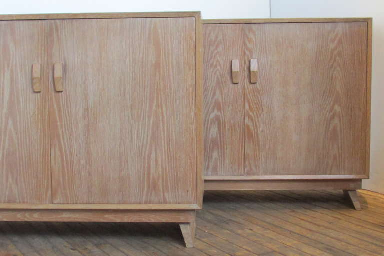 Mid-Century Modern 1940s Modernist Cerused Cabinets