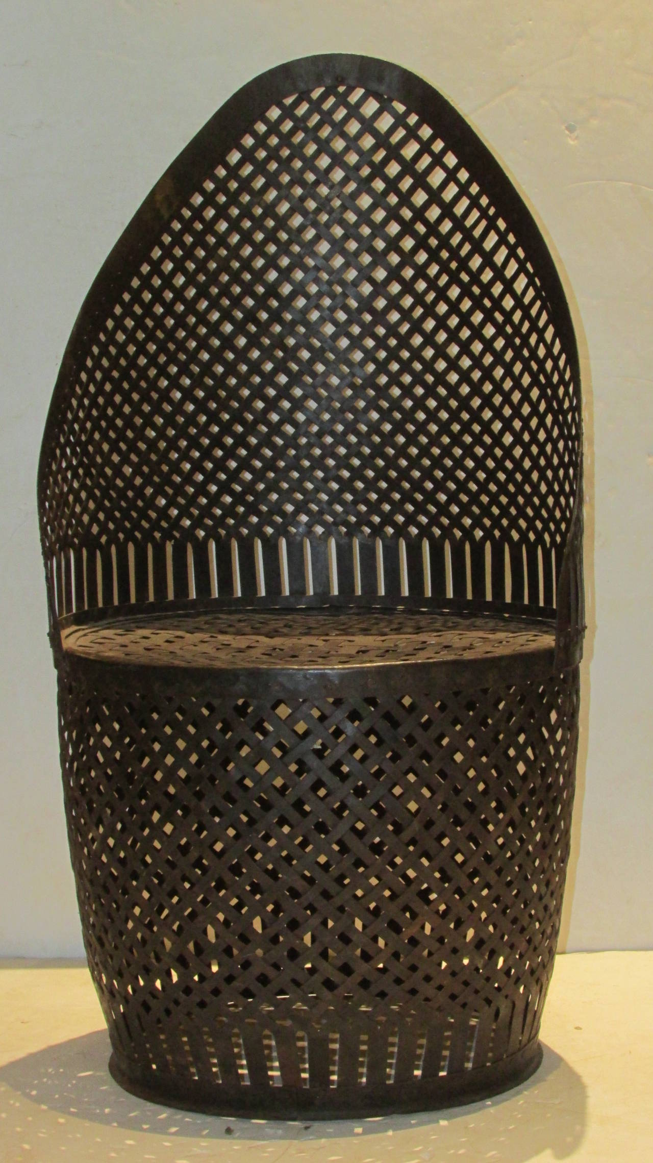 Riveted Woven Metal Drum Barrel Chair at 1stDibs