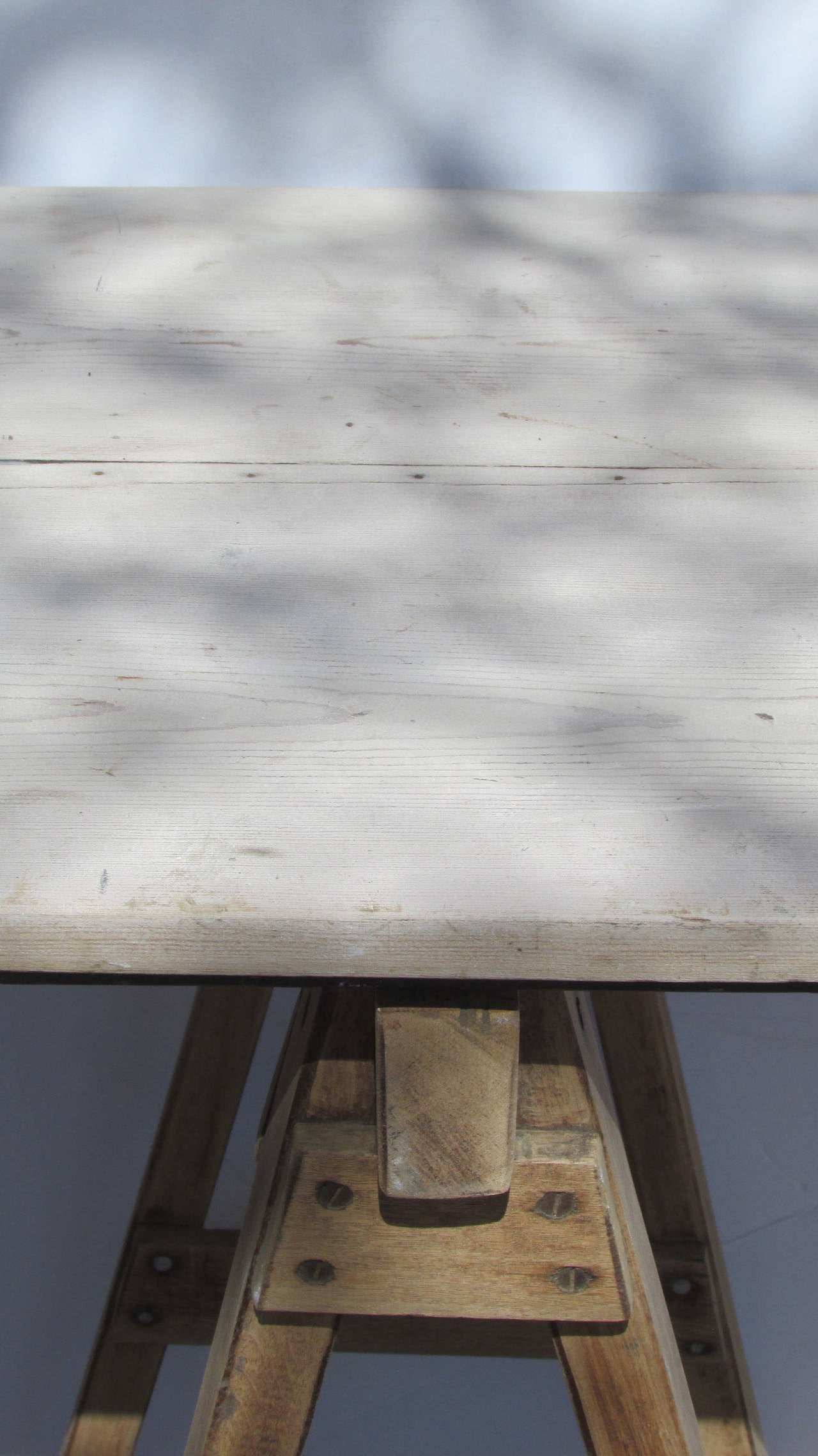 wooden sawhorse table