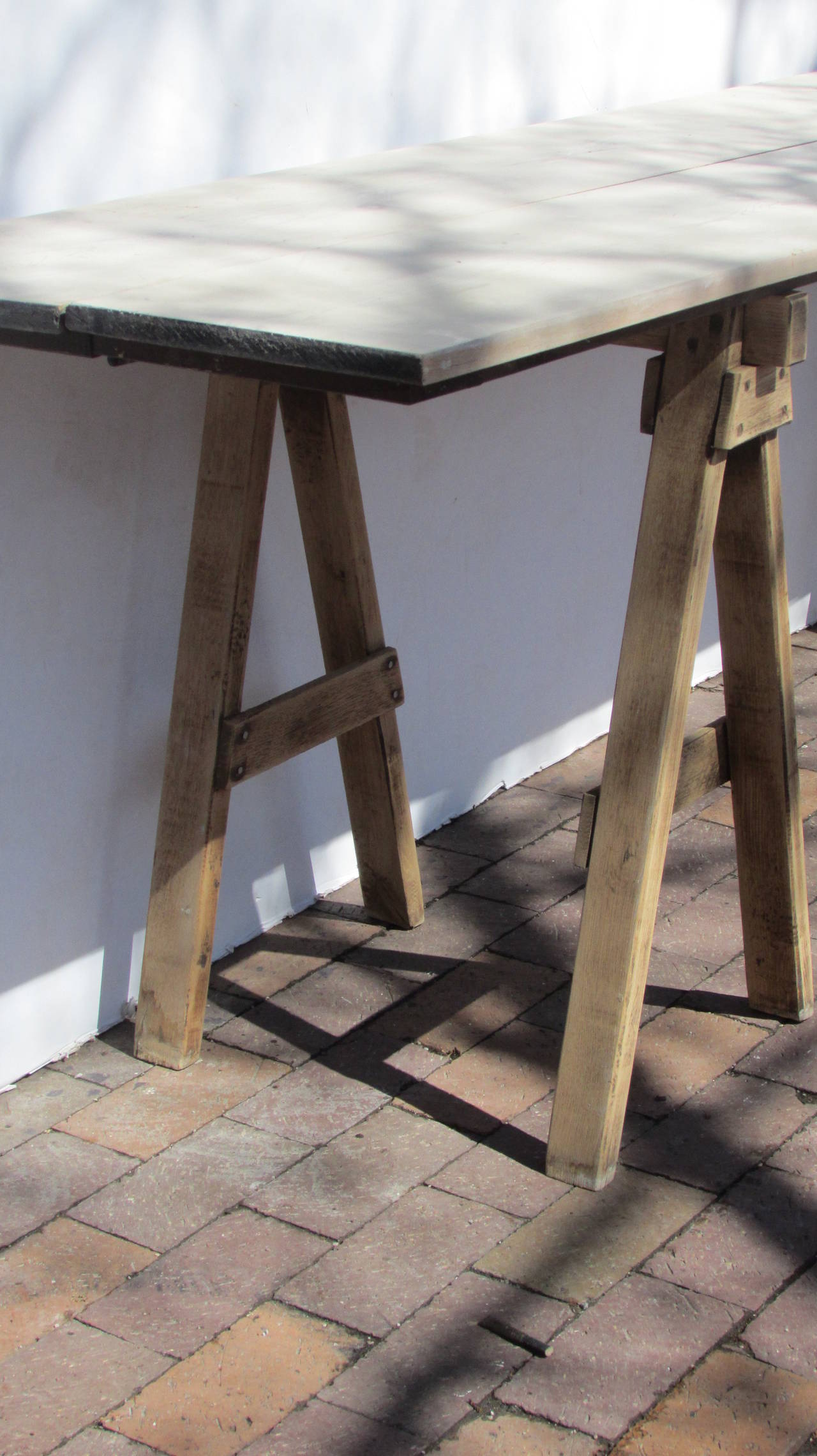 Bleached Antique American Wood Sawhorse Table