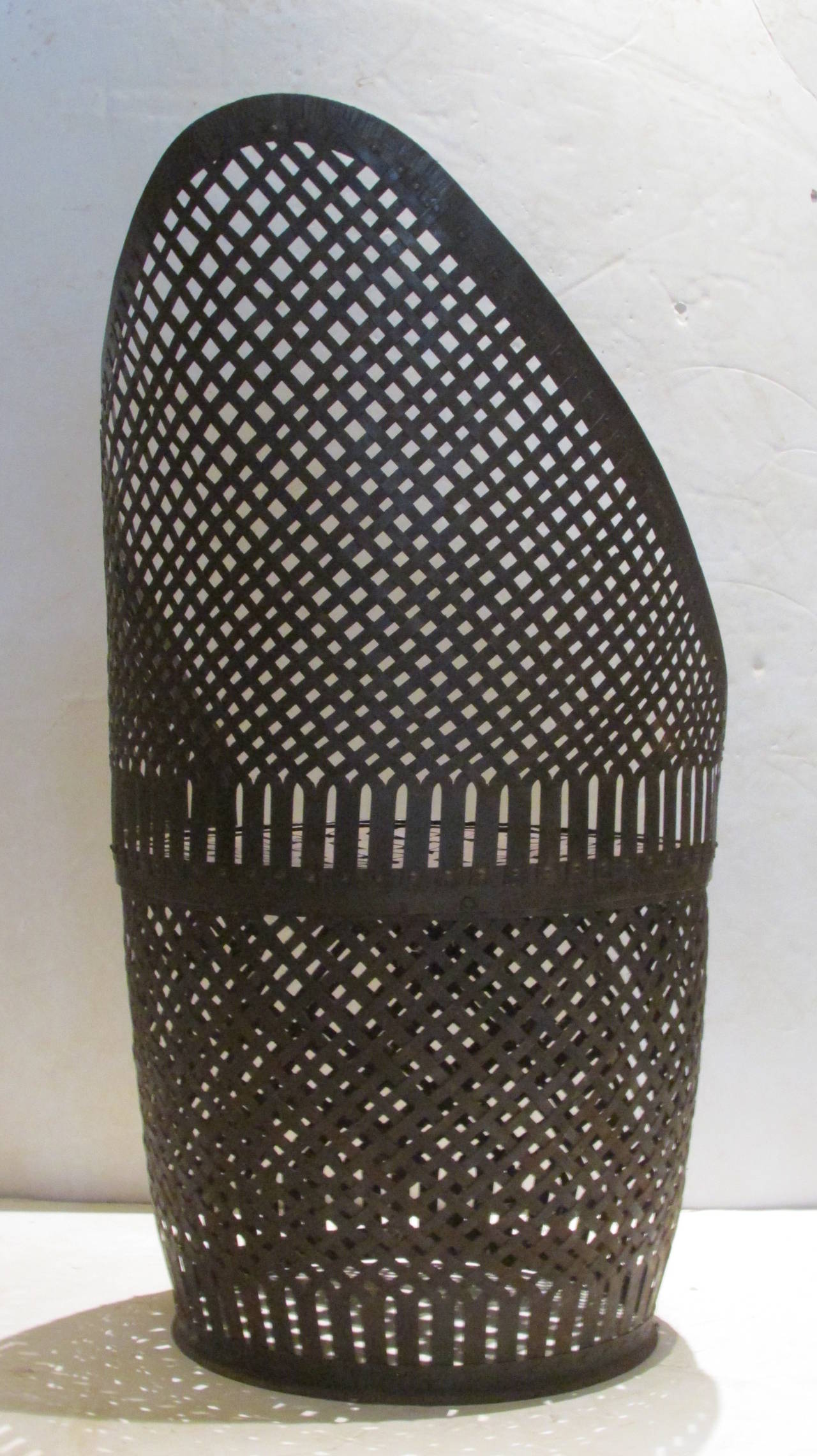 Riveted Woven Metal Drum Barrel Chair at 1stDibs
