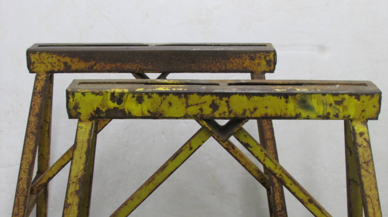 20th Century Antique Industrial Iron Sawhorses