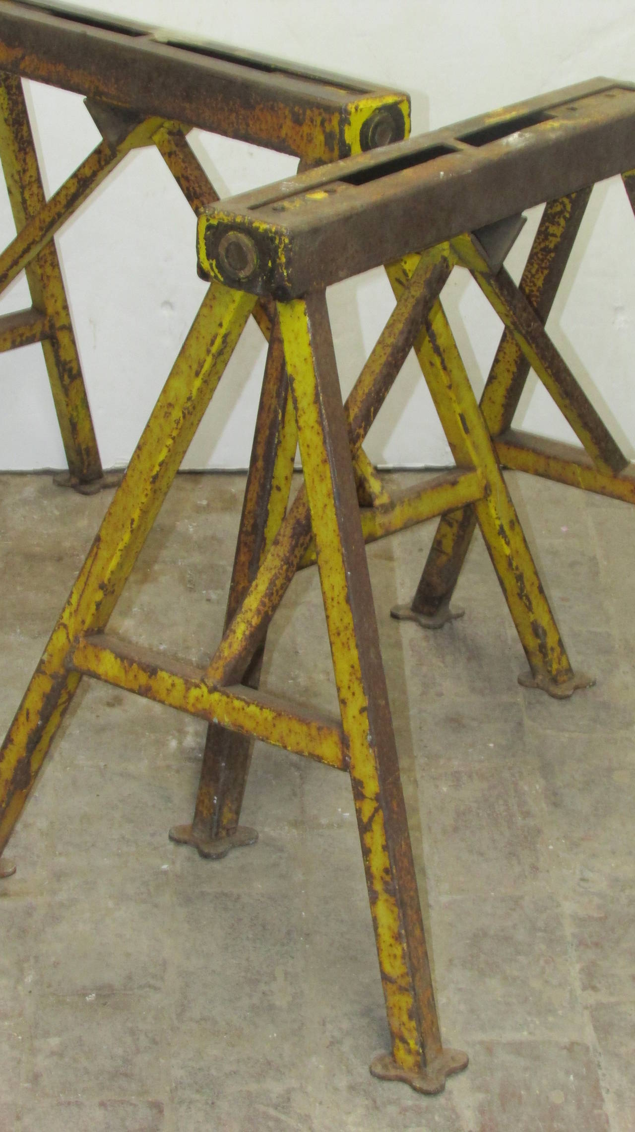 Antique Industrial Iron Sawhorses 1