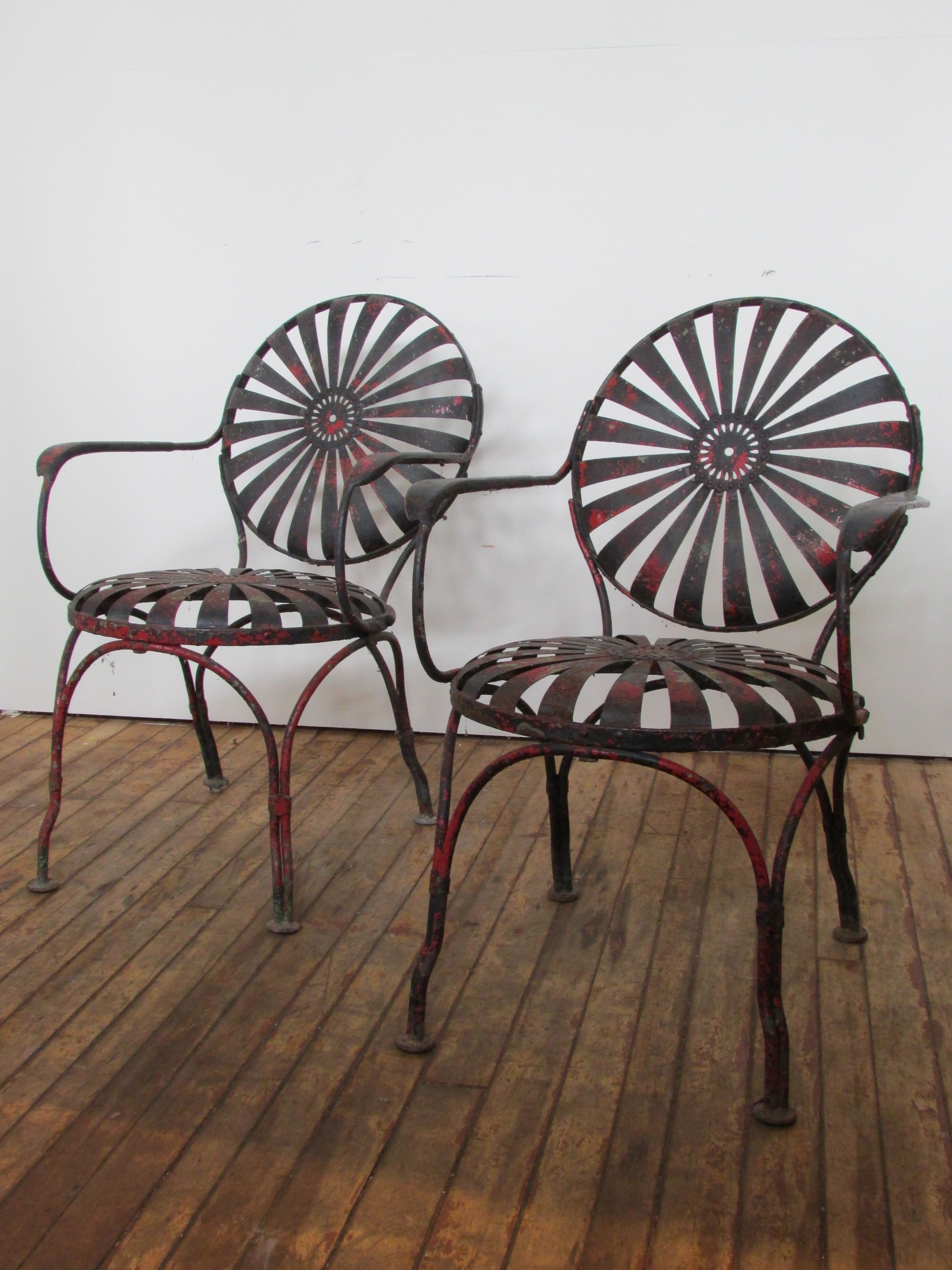 1930's Francois Carre Sunburst Spring Garden Chairs