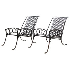 French Art Deco Iron Chairs French Art Deco Iron Chairs