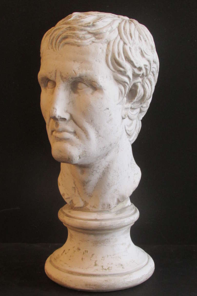 Plaster Sculpture Bust of a Classical Roman In Good Condition In Rochester, NY