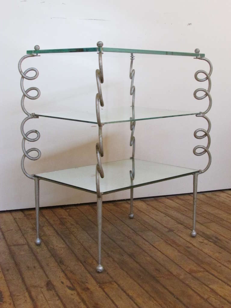 Spiral Metal Table in the Style of Jean Royere In Excellent Condition In Rochester, NY