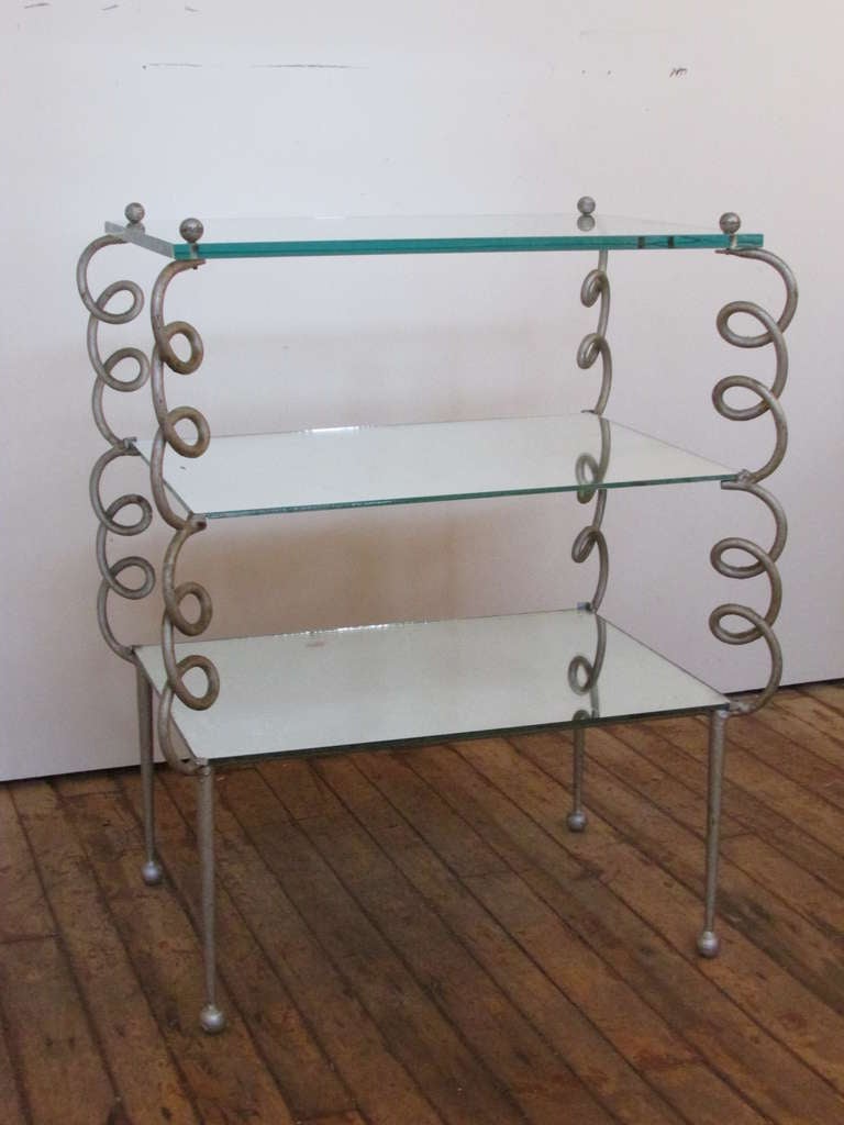 Mid-Century Modern Spiral Metal Table in the Style of Jean Royere