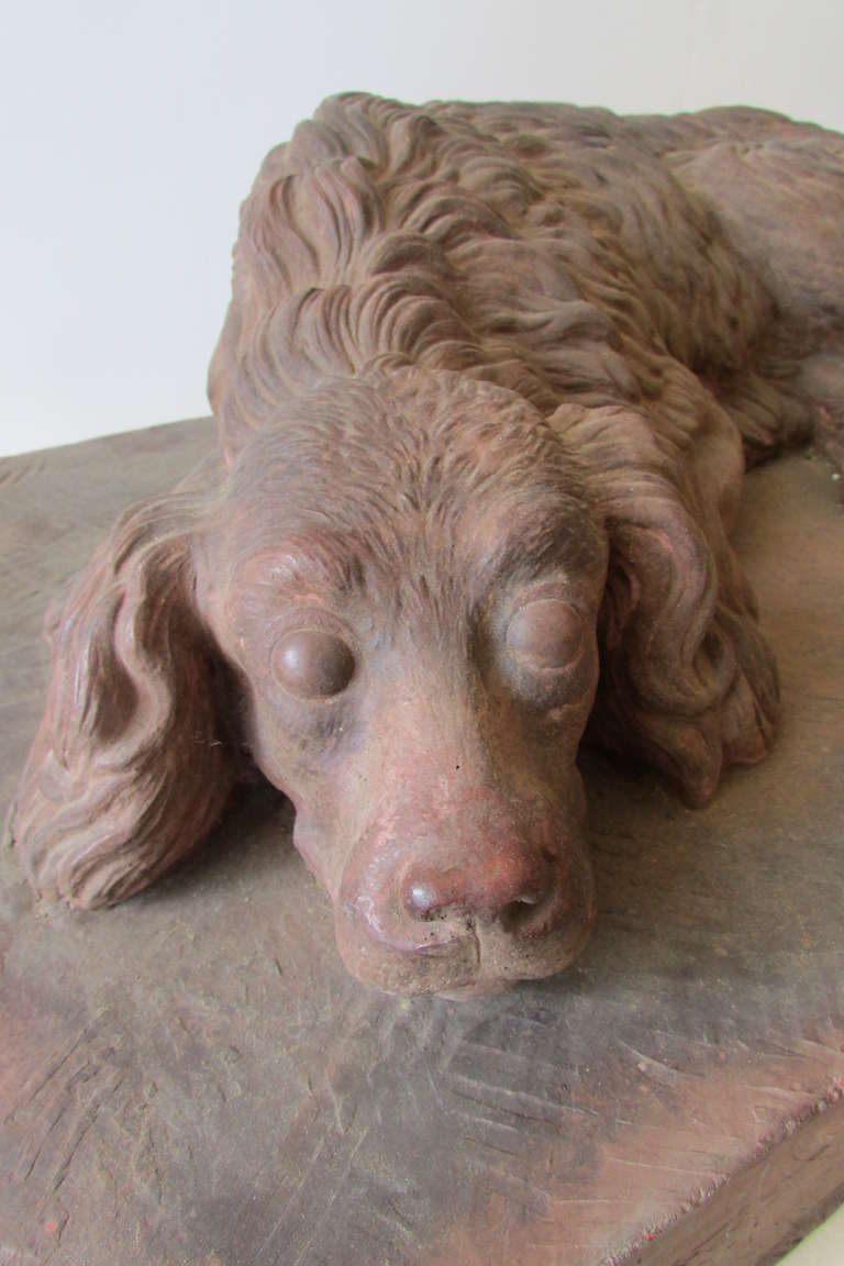 Life Size Terracotta Spaniel In Excellent Condition In Rochester, NY