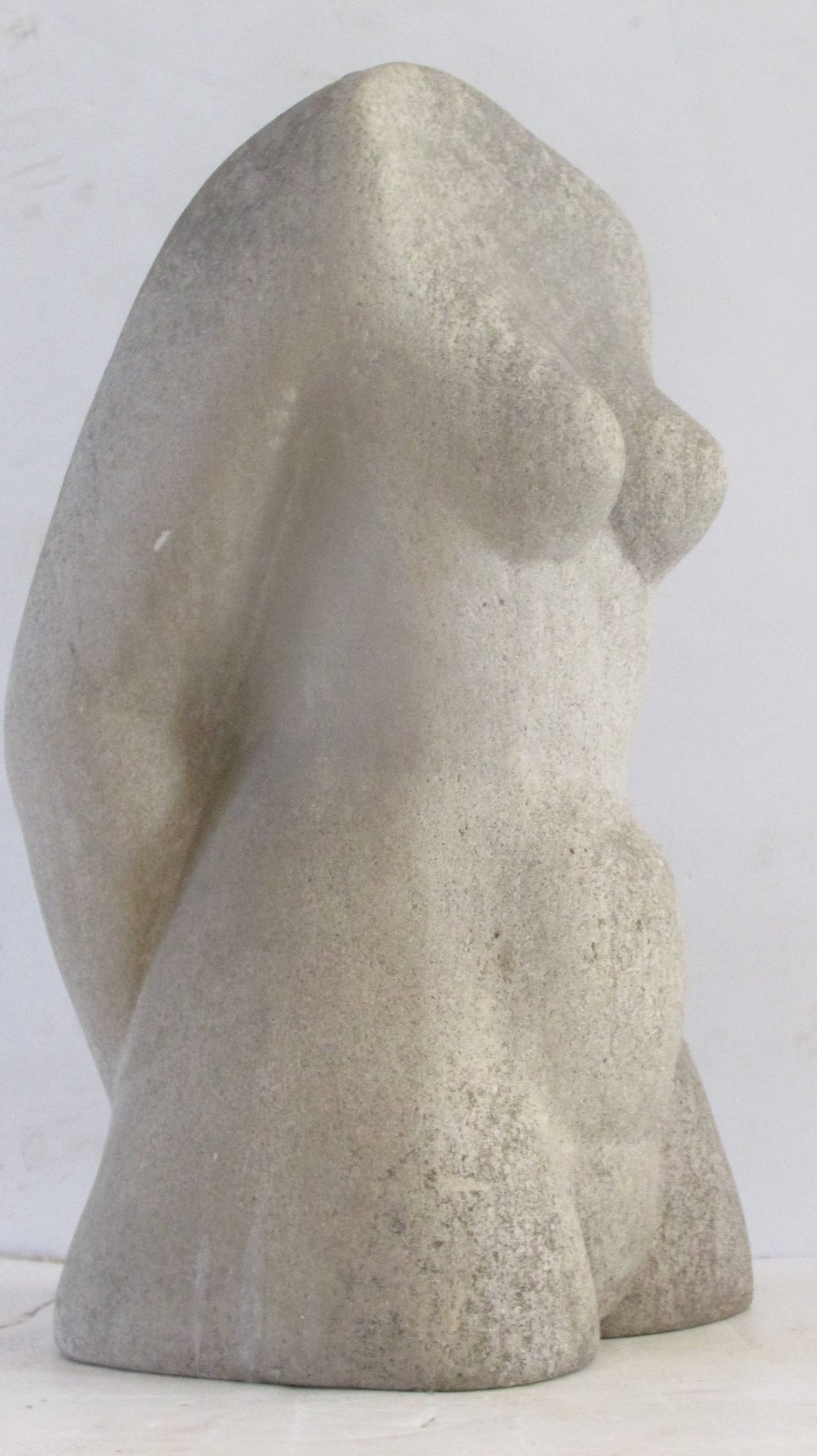 20th Century American Modernist Carved Stone Female Torso Sculpture