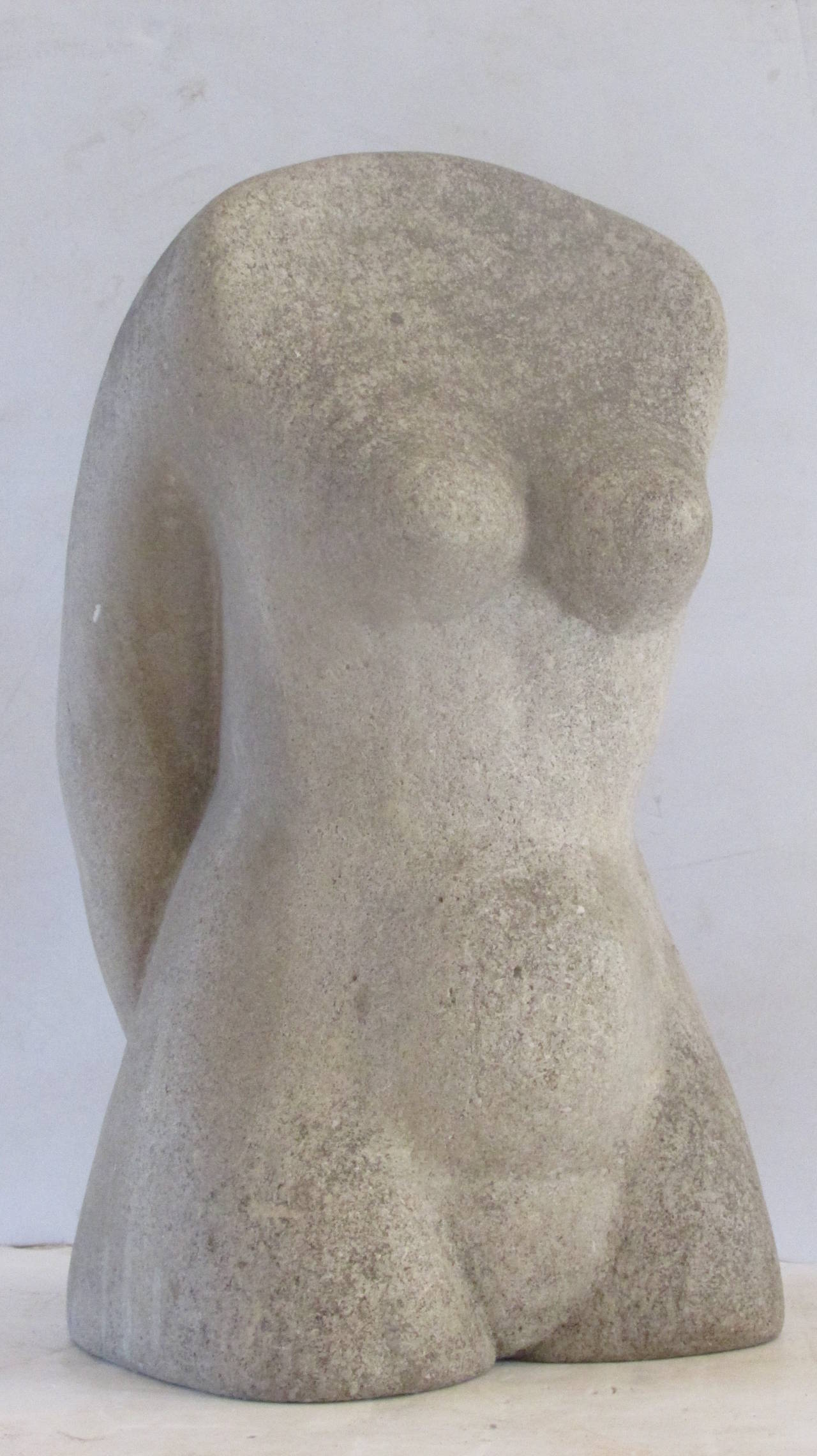 Mid-Century Modern American Modernist Carved Stone Female Torso Sculpture