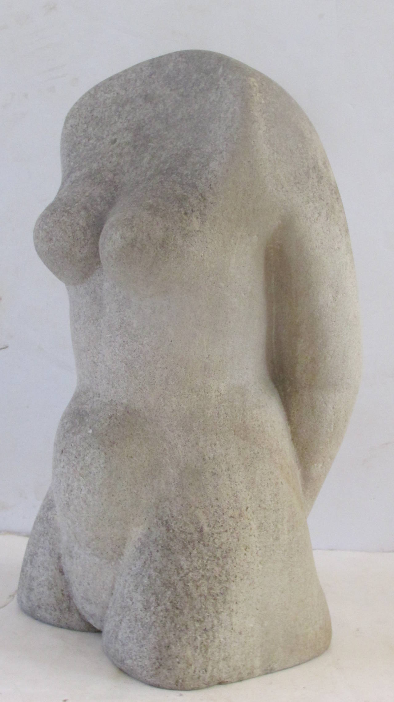American Modernist Carved Stone Female Torso Sculpture 1