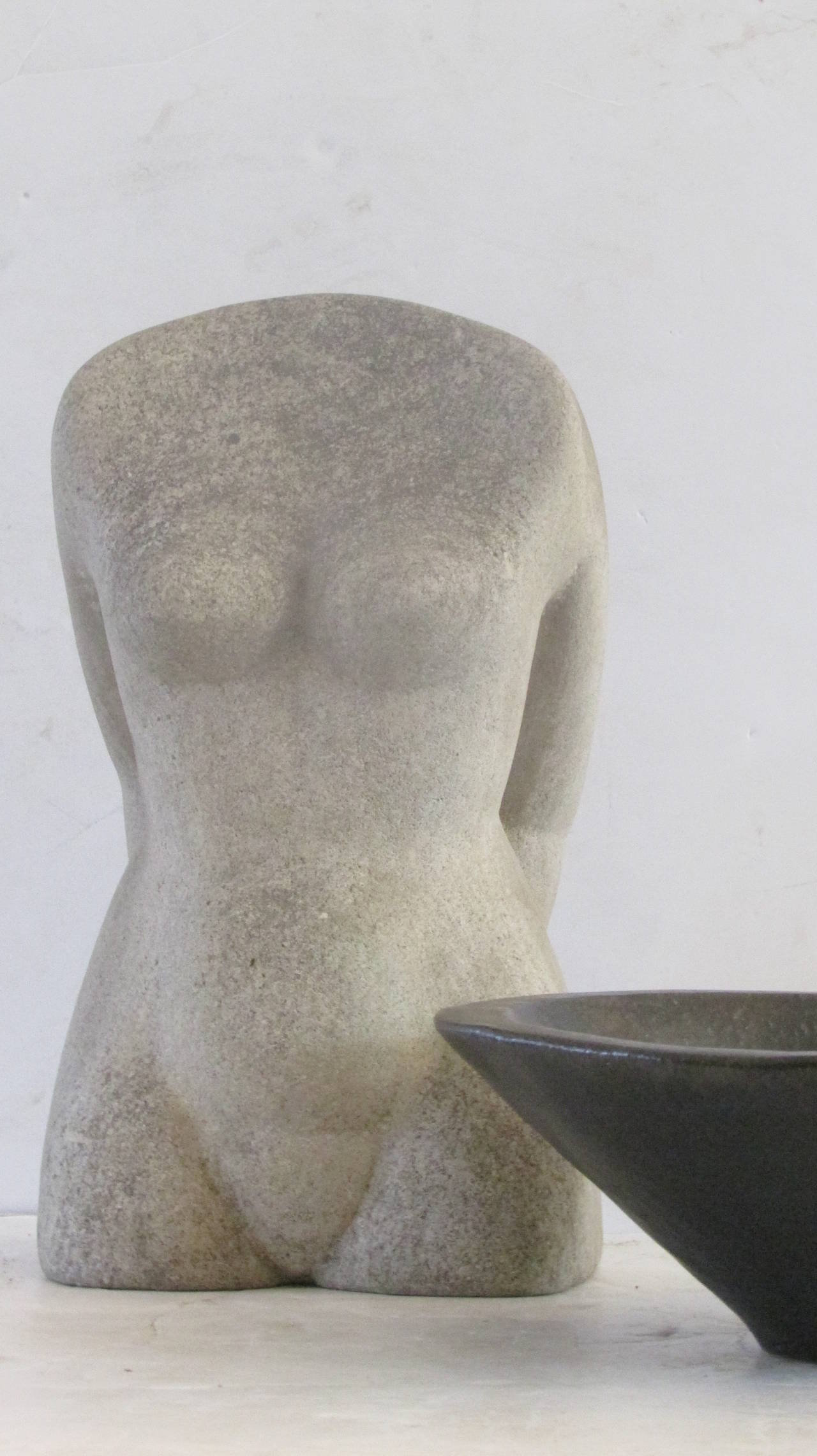 American Modernist Carved Stone Female Torso Sculpture 4