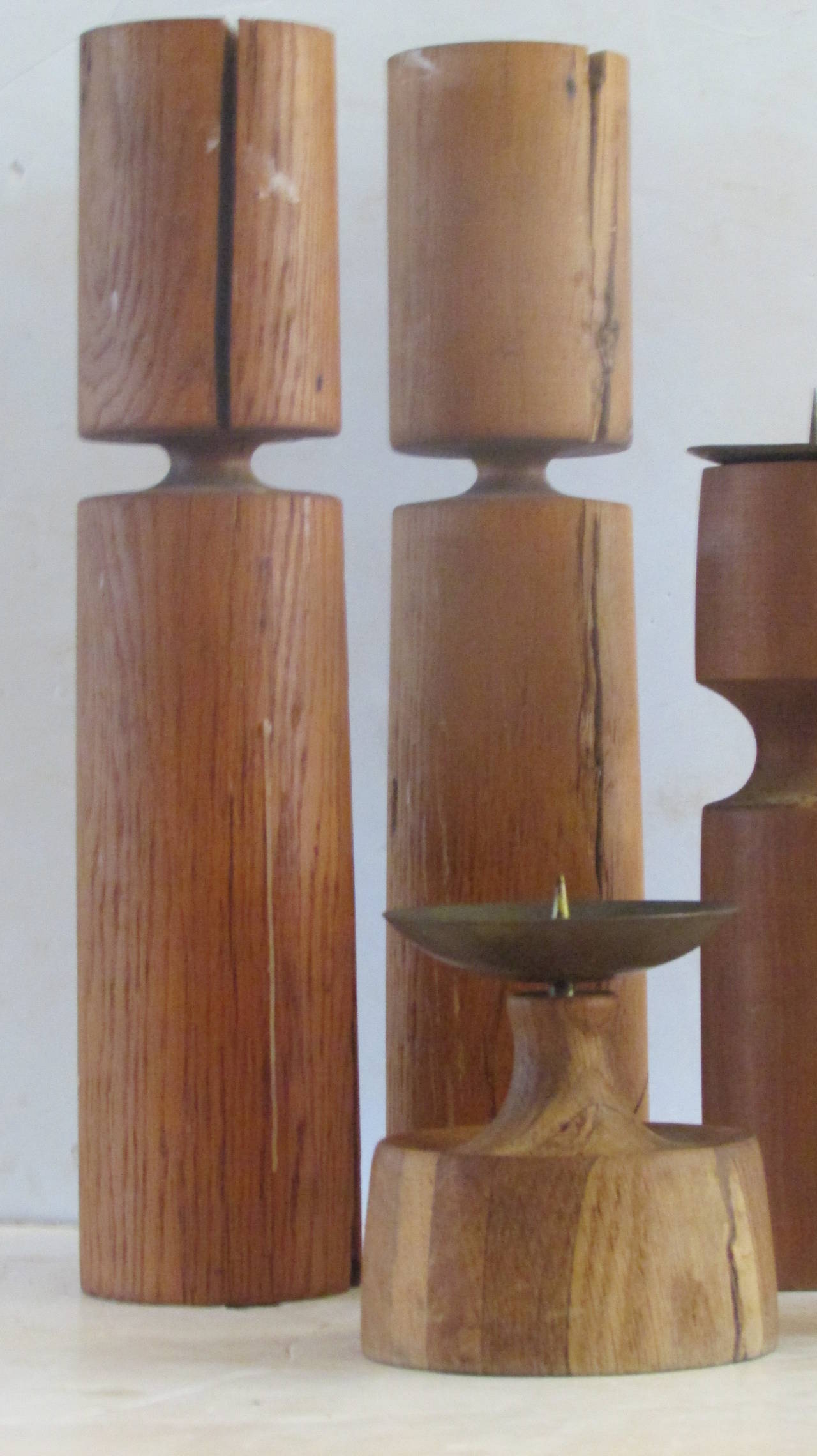 20th Century American Studio Craftsmen Modernist Wood Candlesticks
