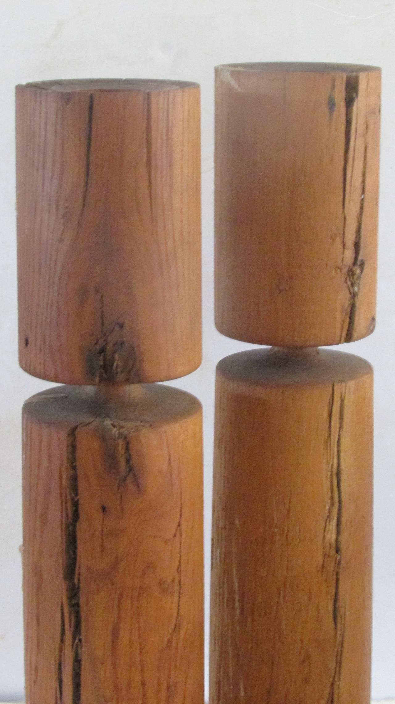American Studio Craftsmen Modernist Wood Candlesticks In Good Condition In Rochester, NY