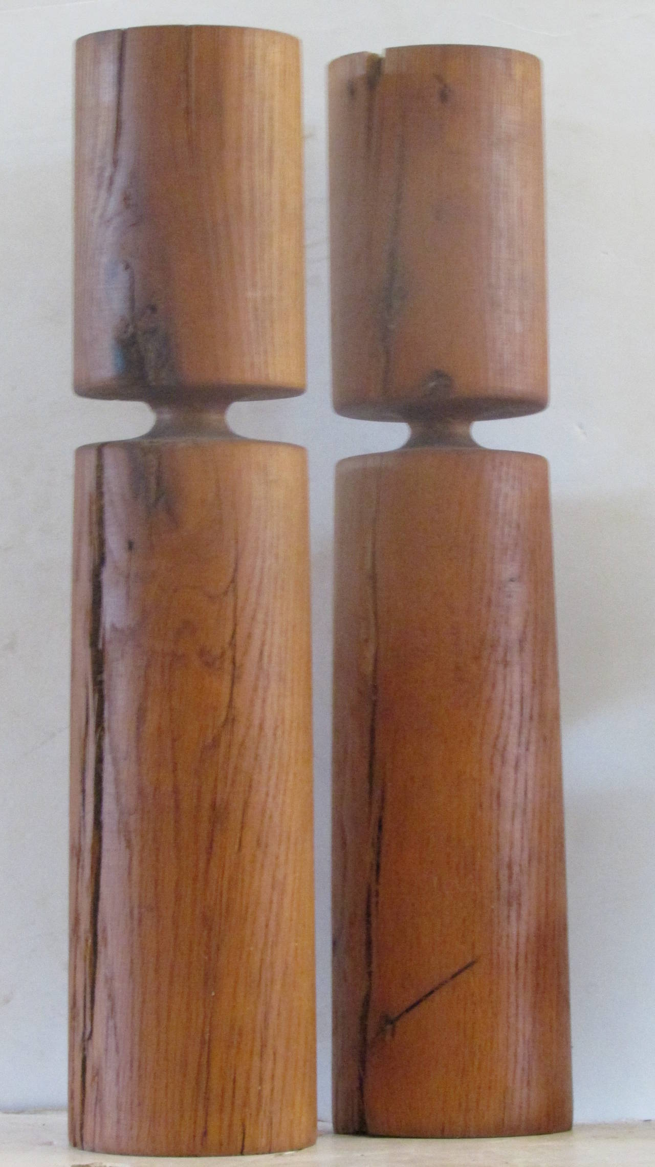 American Studio Craftsmen Modernist Wood Candlesticks 2