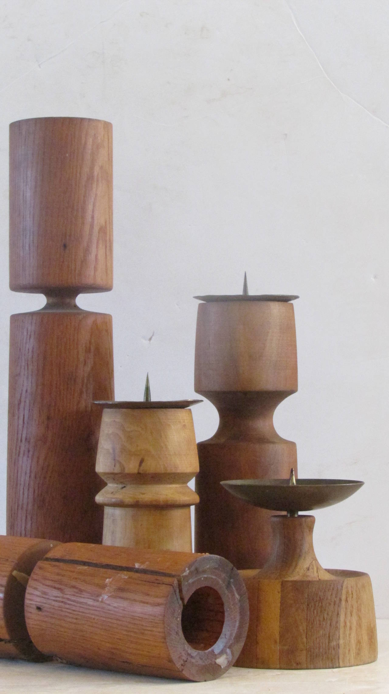 American Studio Craftsmen Modernist Wood Candlesticks 1