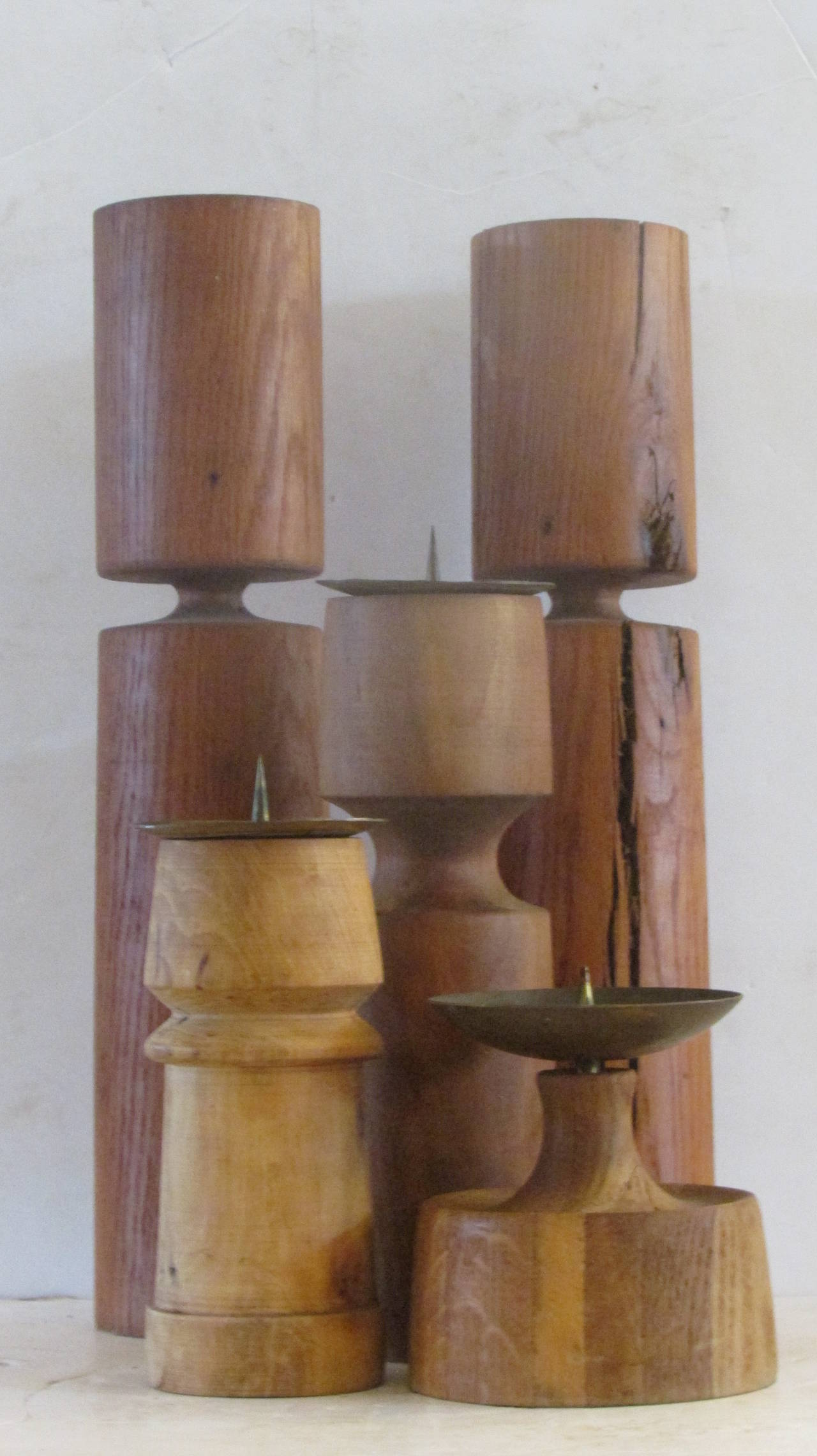 American Studio Craftsmen Modernist Wood Candlesticks 5