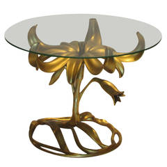 Gilded Aluminum Lilly Table by Arthur Court