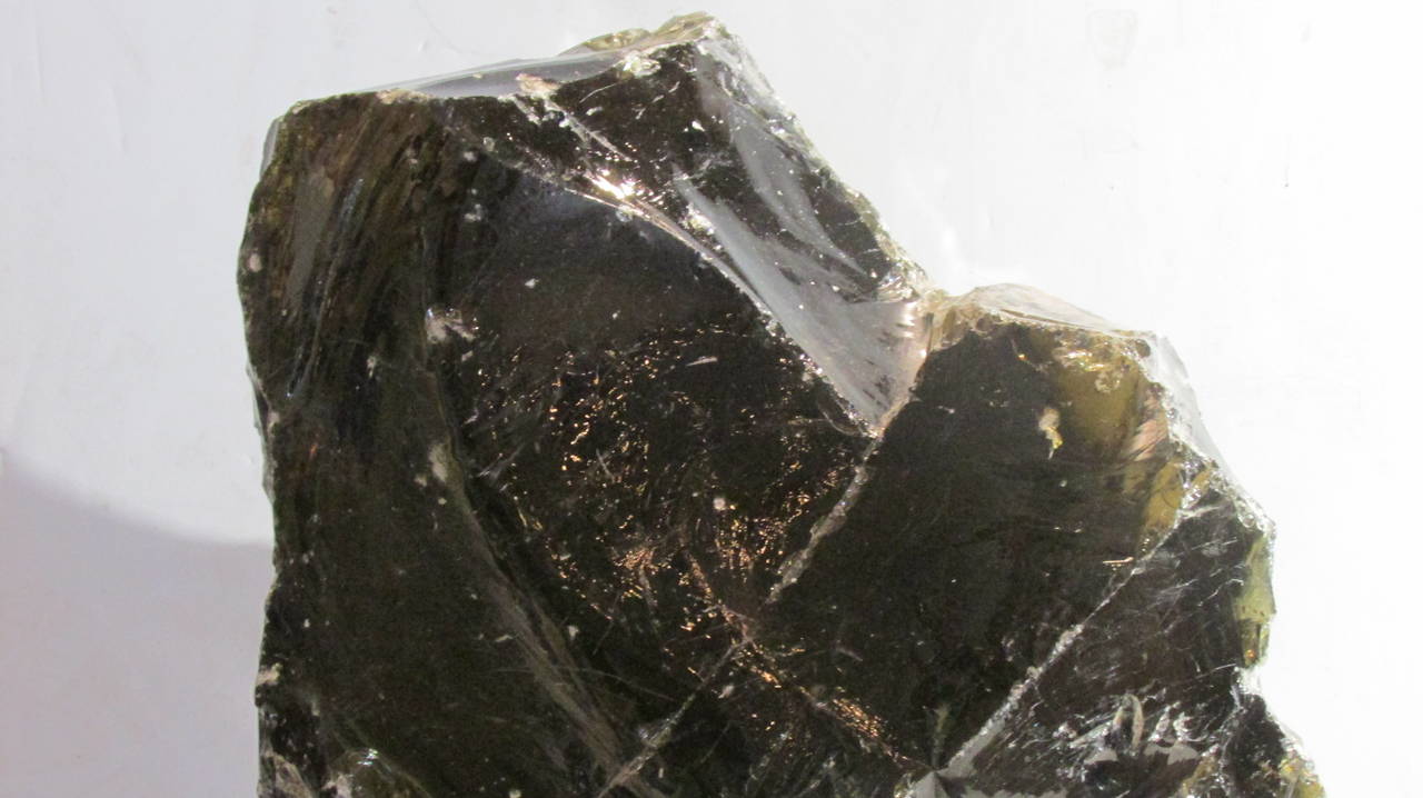 Industrial Big Chunk of Old Factory Black Amber Cullet Glass