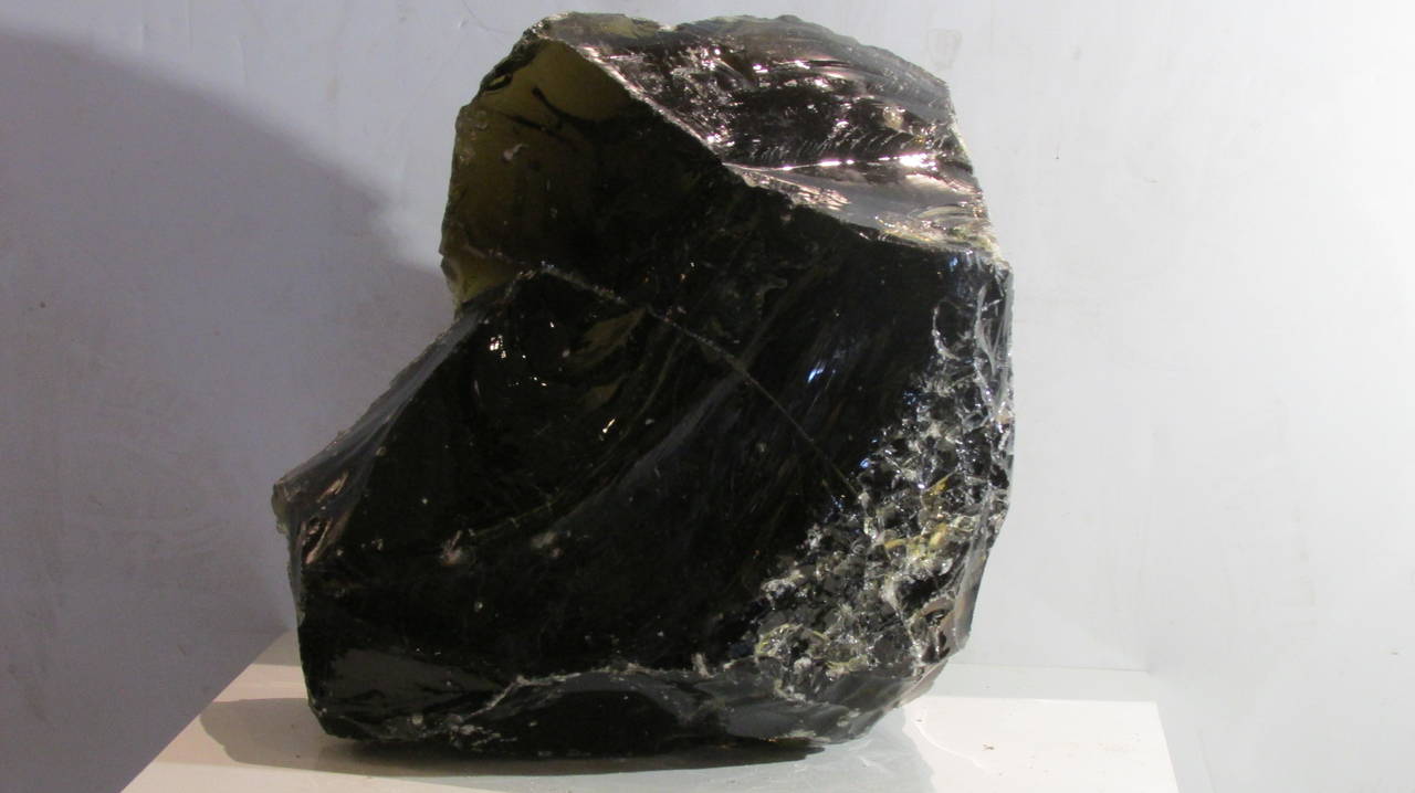 American Big Chunk of Old Factory Black Amber Cullet Glass