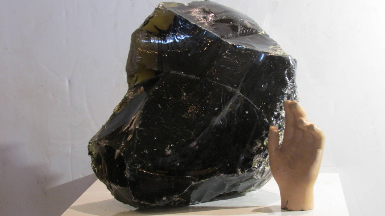 Big Chunk of Old Factory Black Amber Cullet Glass In Good Condition In Rochester, NY