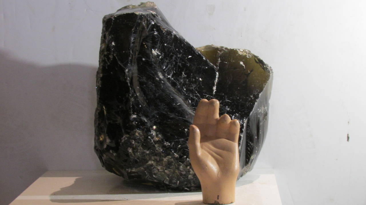 Big Chunk of Old Factory Black Amber Cullet Glass 1
