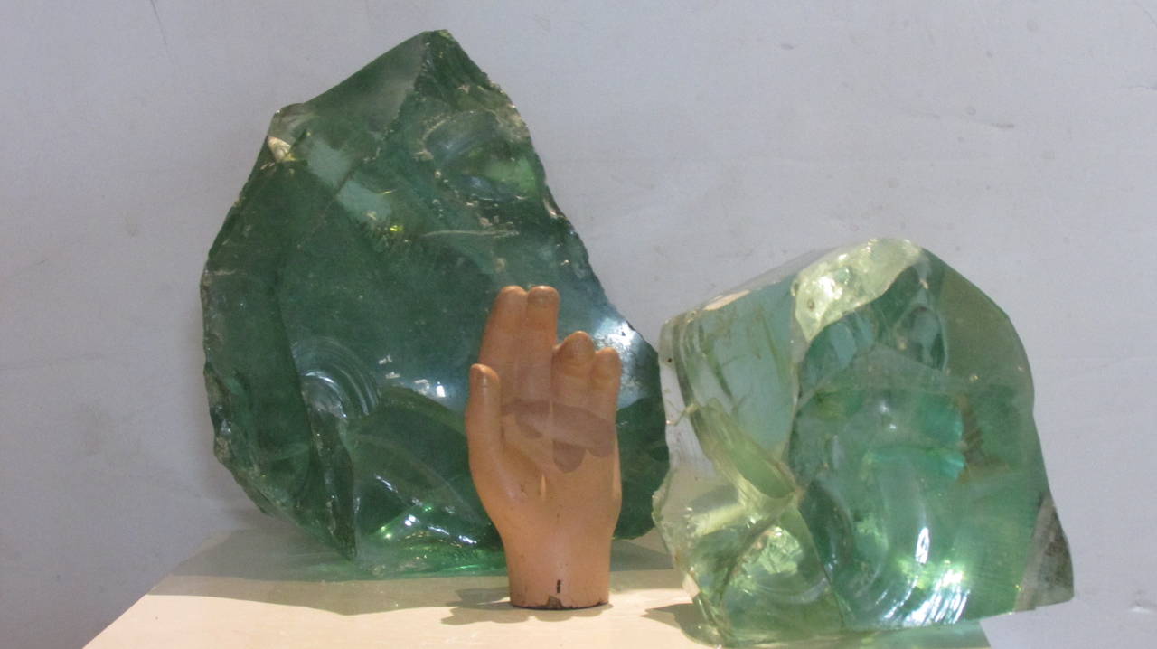 Large Sea Foam Green Old Factory Glass Cullets 1