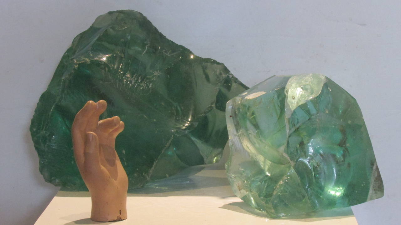 20th Century Large Sea Foam Green Old Factory Glass Cullets