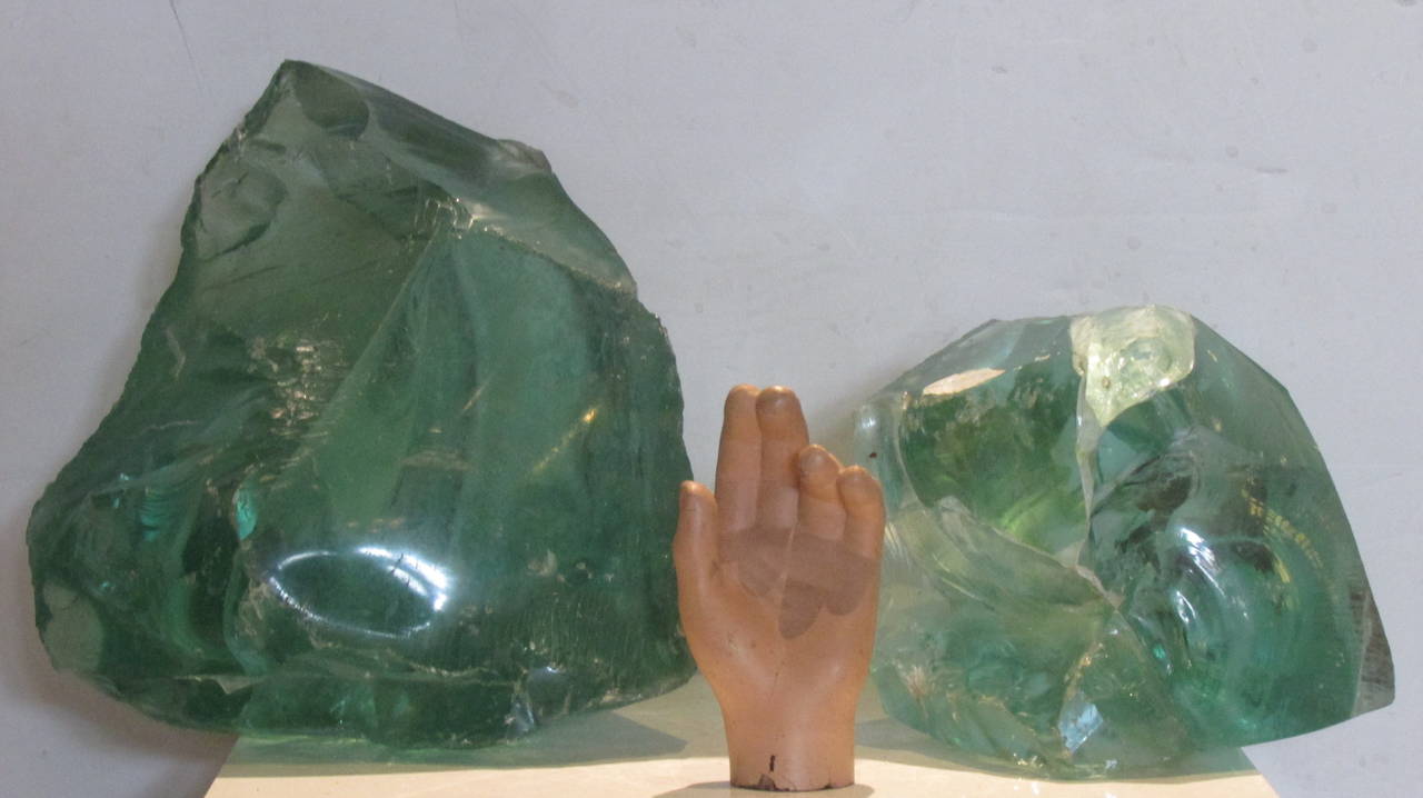 Large Sea Foam Green Old Factory Glass Cullets 2