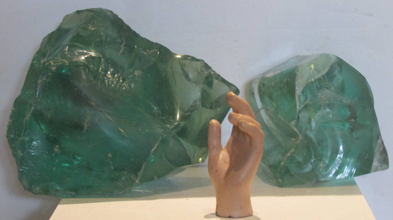 Large Sea Foam Green Old Factory Glass Cullets 3
