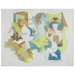Abstract Cubist Style Figural Scenic Painting