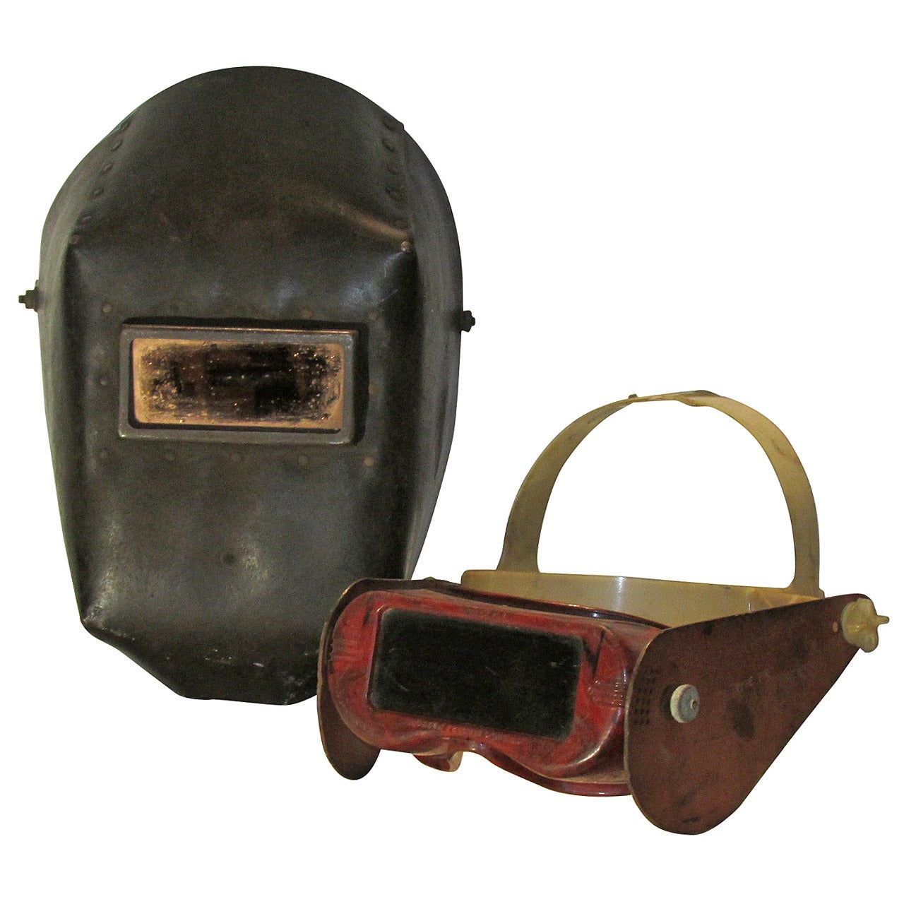 Vintage Industrial Welding Helmet and Goggles