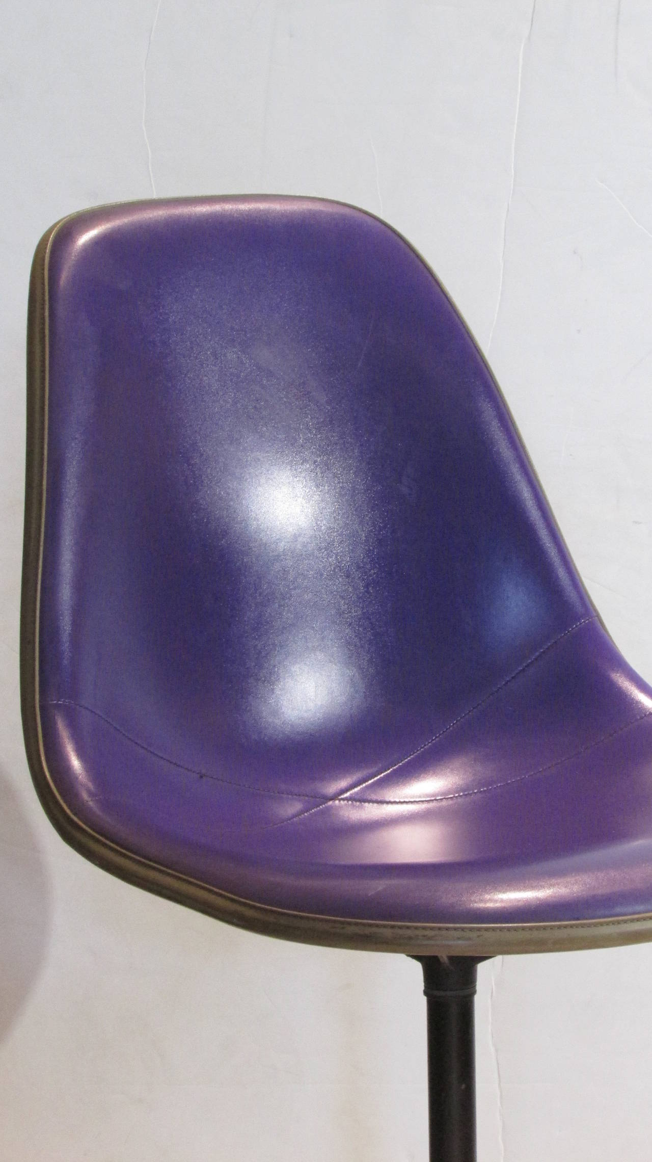 American Eames Swivel Chair in Alexander Girard Purple Naugahyde