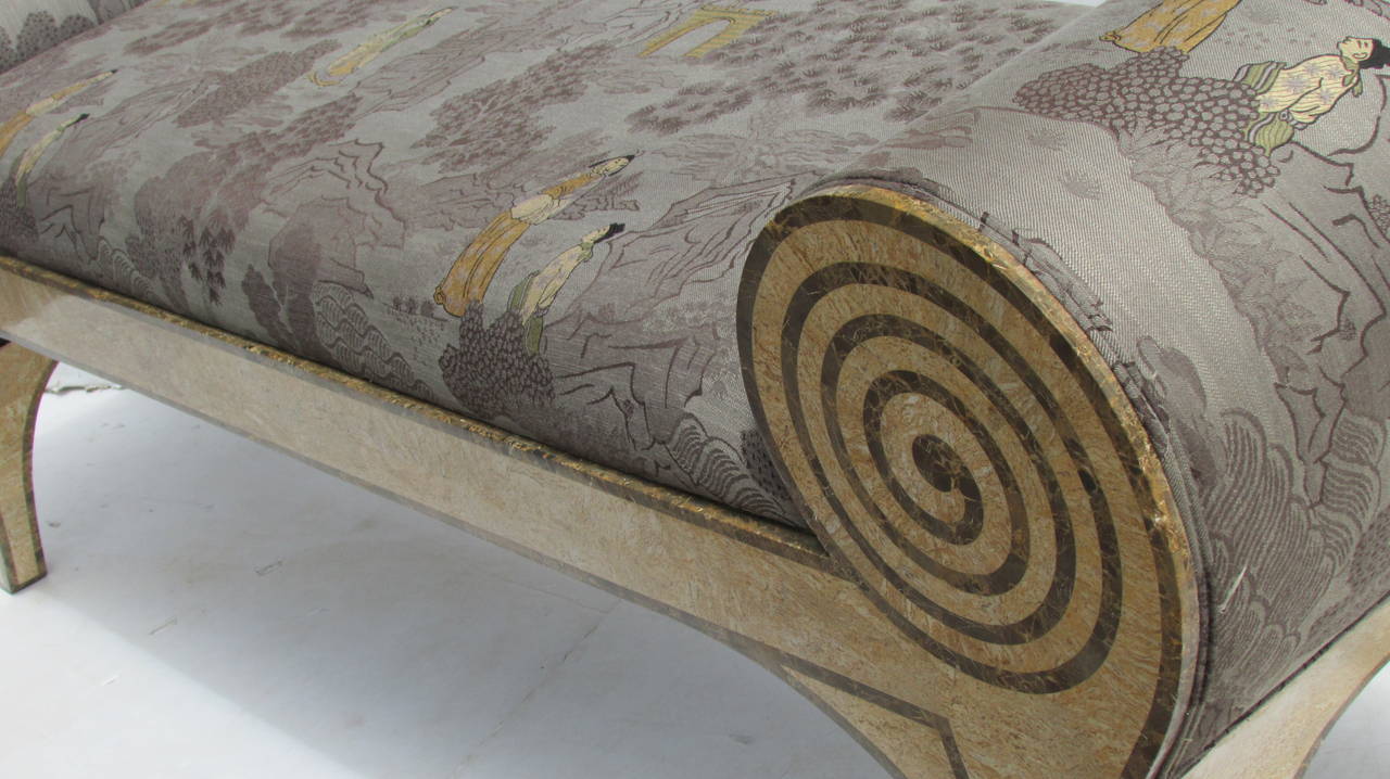 Classical Grecian Curule Style Inlaid Tessellated Stone Bench Settee 3