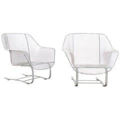 Pair of Russell Woodard Sculptura Cantilever Spring Armchairs