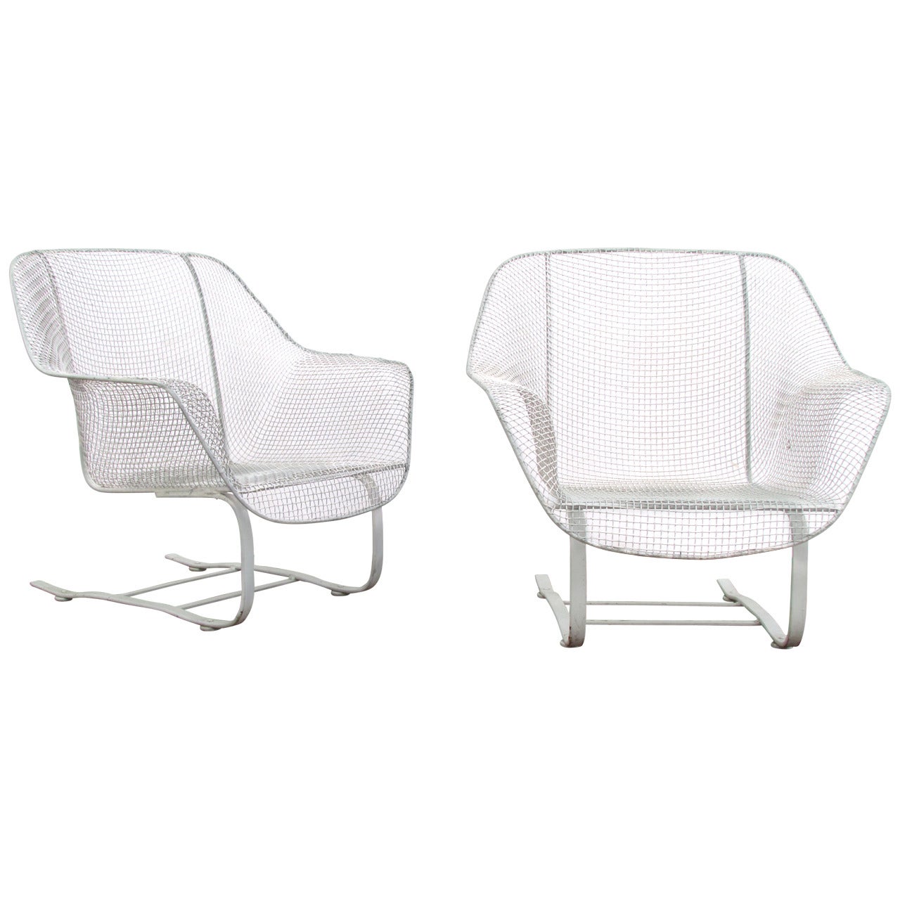 Pair of Russell Woodard Sculptura Cantilever Spring Armchairs