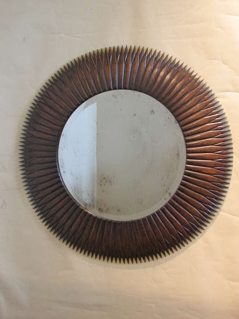 Carved Wood Sunburst Mirror - Made In Italy 1