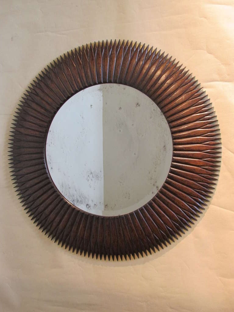 Carved Wood Sunburst Mirror - Made In Italy