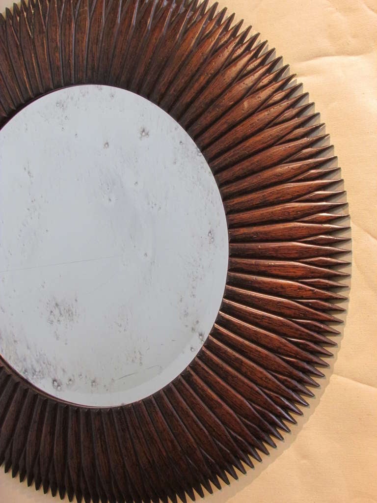 Carved Wood Sunburst Mirror - Made In Italy In Excellent Condition In Rochester, NY