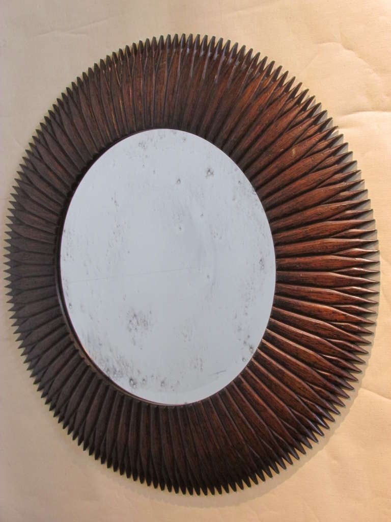 Carved Wood Sunburst Mirror - Made In Italy 3