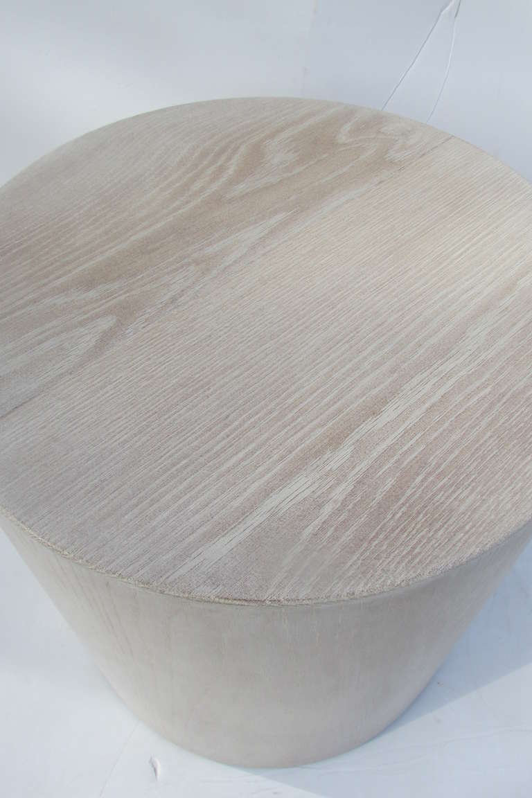 Cerused Oak Cylinder Pedestal Table
