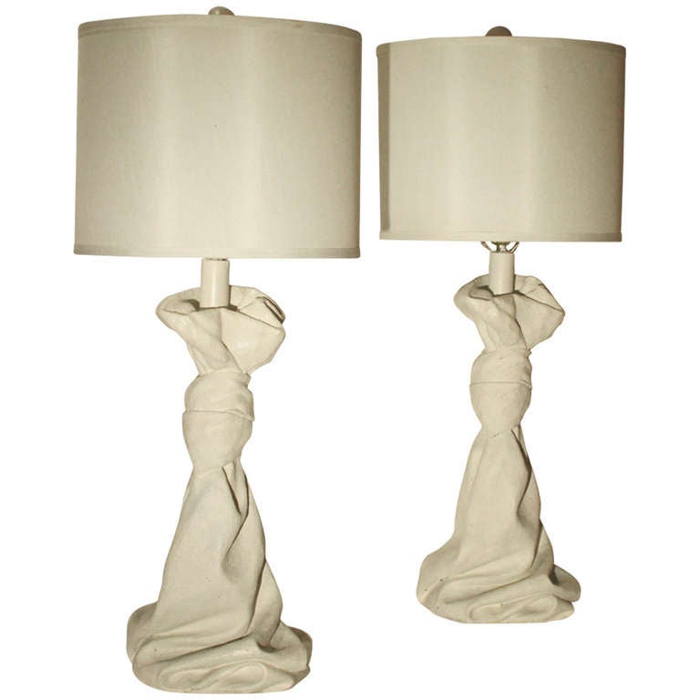 John Dickinson Style Plaster Drape Form Lamps at 1stDibs | john dickinson  lamp, drape forming ny