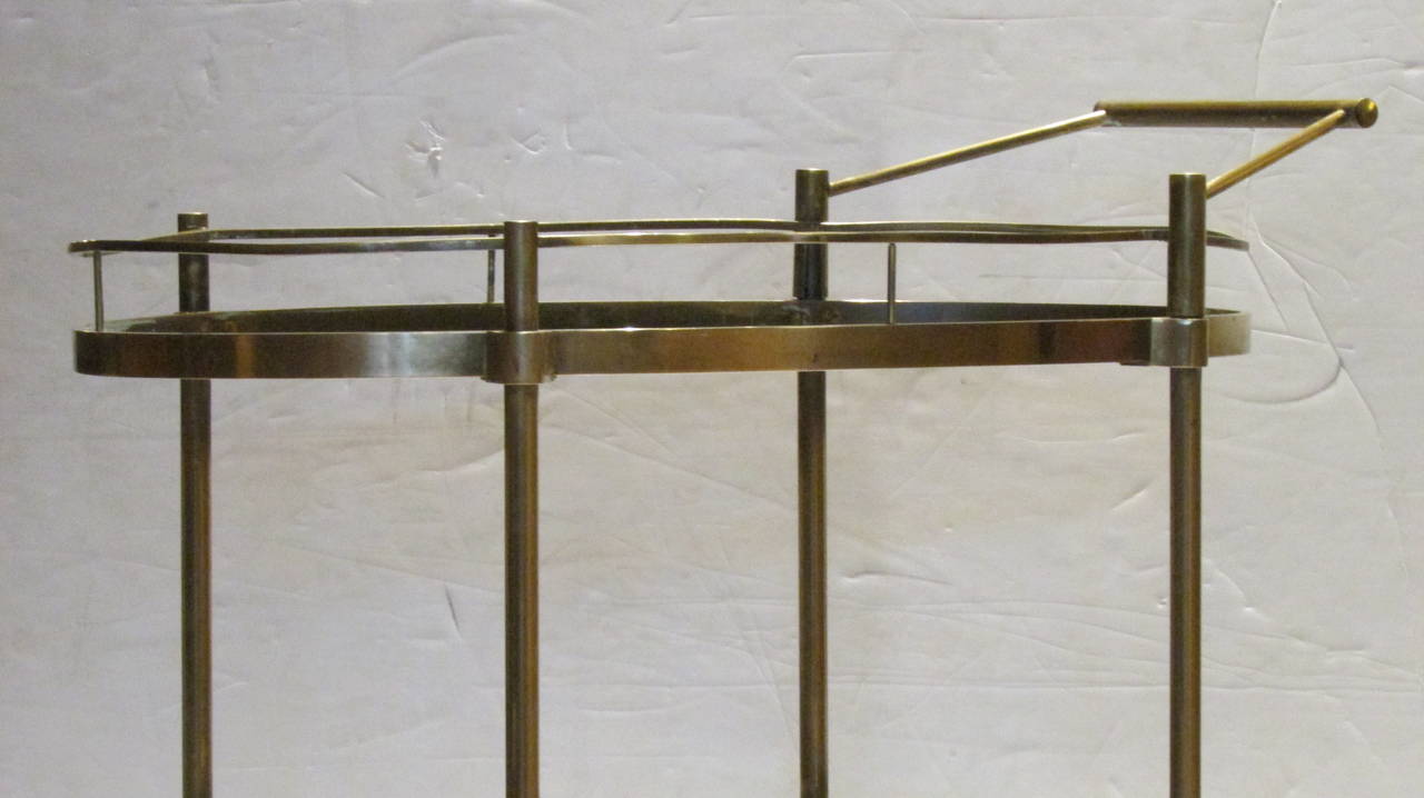 1960s Italian Brass Bar Cart In Good Condition In Rochester, NY
