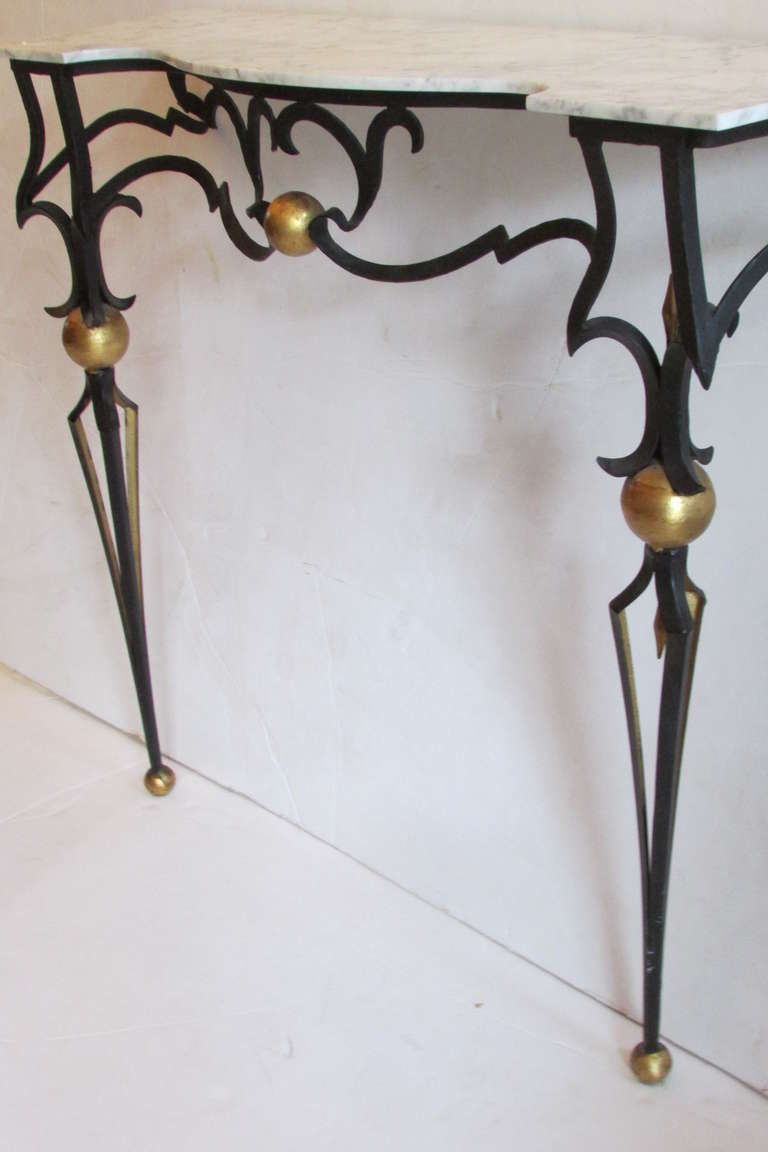 Italian Iron Console and Mirror in the Style of Gilbert Poillerat